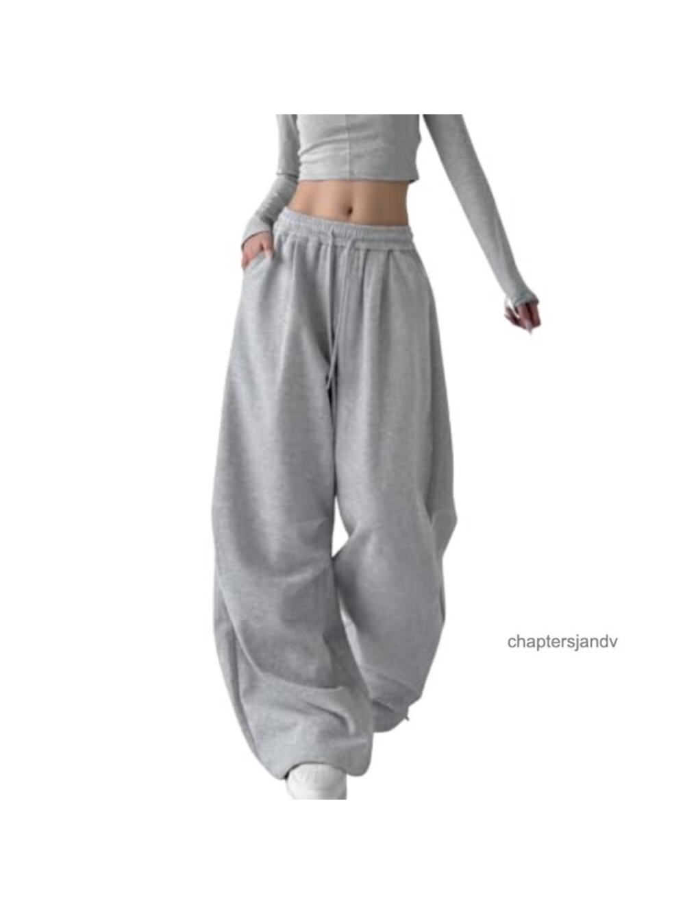 Wide Leg Sweatpants Cotton Polyester Drawstring Casual Active Pants
